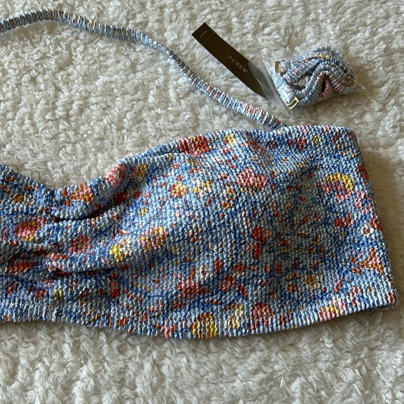 J Crew Scrunch Smocked Paisley Sweetheart Bikini Top Blue Afternoon Size 3X NEW - Picture 3 of 6